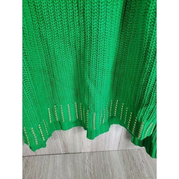 COPY - MICHAEL KORS Gold Stud Detail Dark Green Sweater Knit Top Size Large - Picture 6 of 11